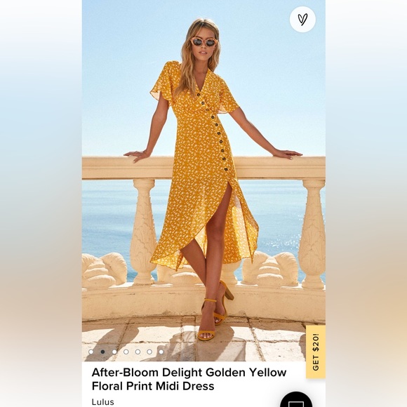 Lulus Dresses & Skirts - Lulus After-Bloom Delight Golden Yellow Floral Print Midi Dress